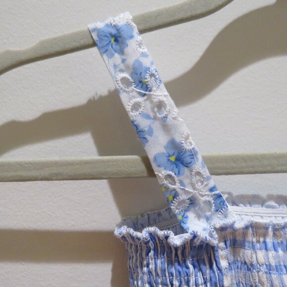 HANNAH BANANA Mixed Print Smocked Dress in Blue Gingham Floral Trad Pretty - Picture 5 of 14